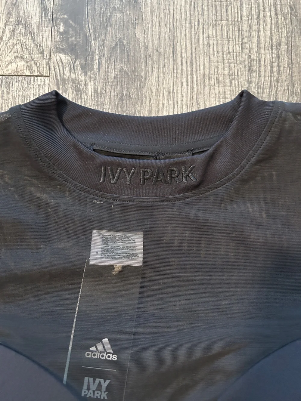 IVY PARK Black Mesh Long Sleeve Crop Top - Picture 2 of 7